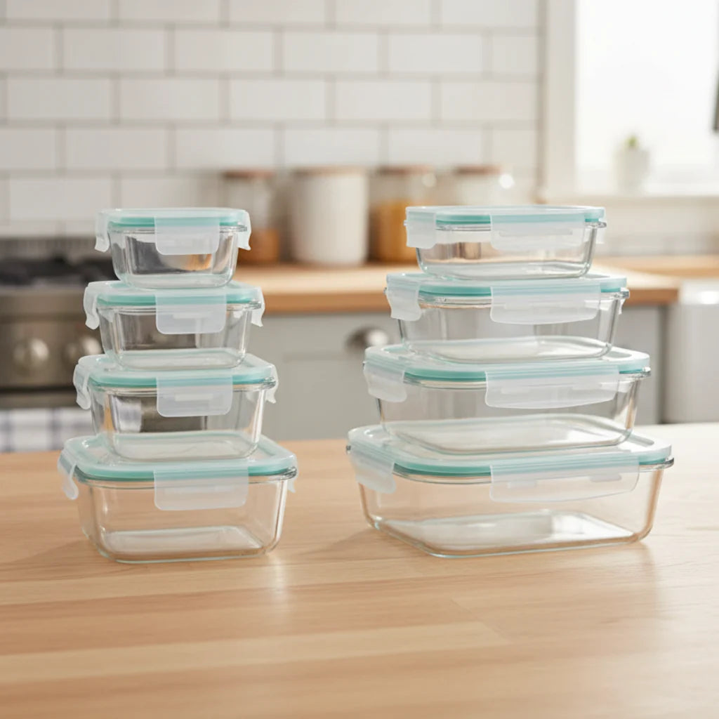 Glass Meal Prep Containers with Airtight Lids for Food Storage