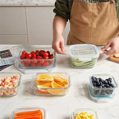 Glass Meal Prep Containers with Airtight Lids for Food Storage