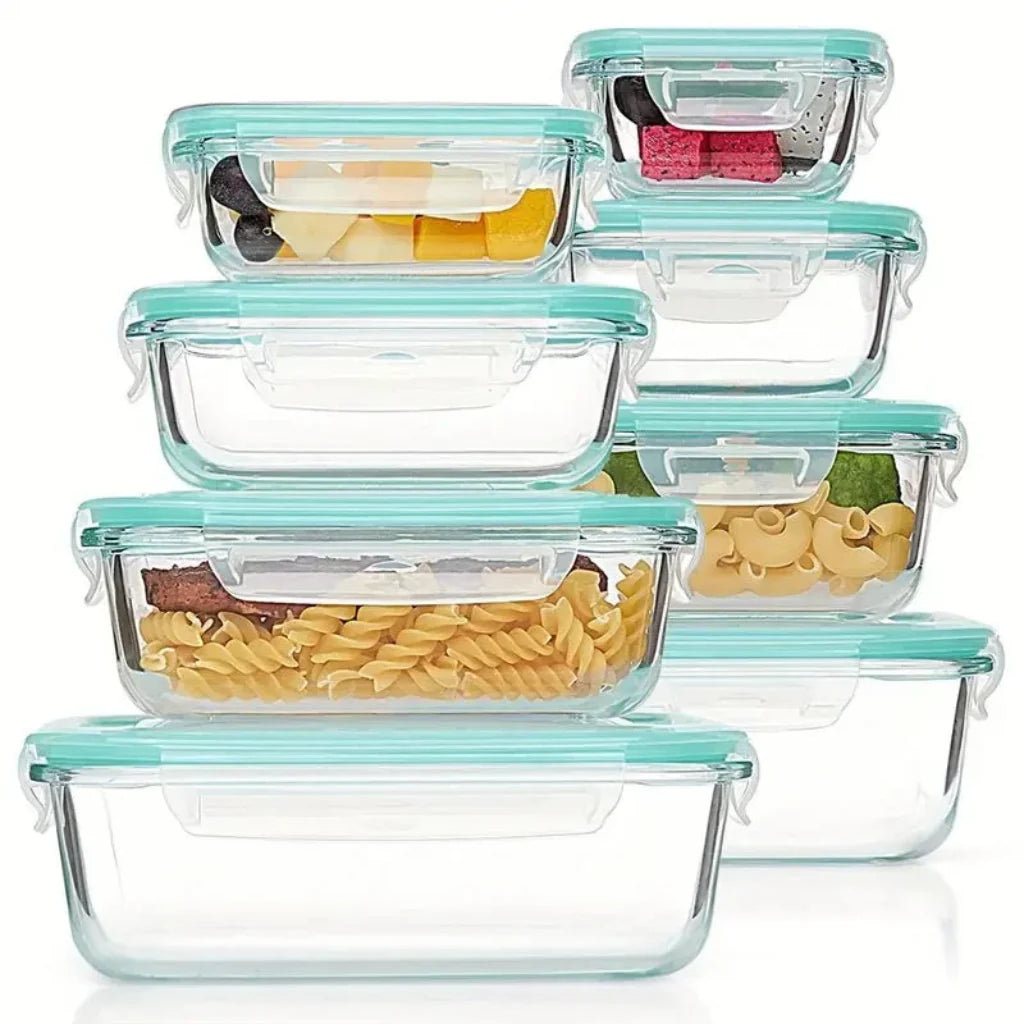 Glass Meal Prep Containers with Airtight Lids for Food Storage