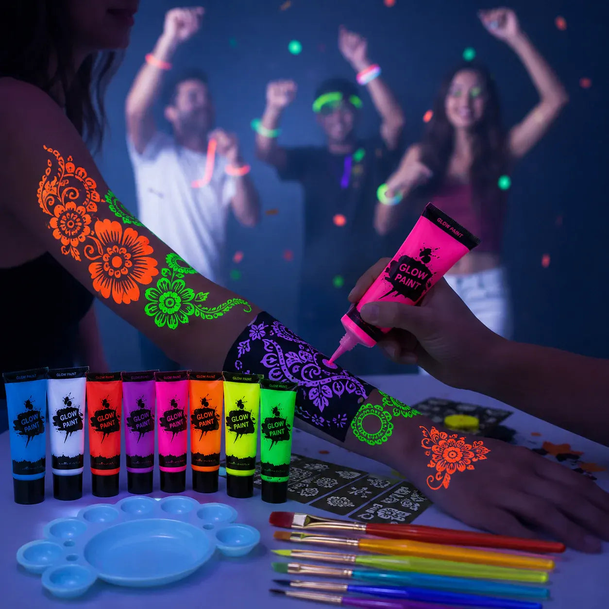 Glow-in-the-Dark UV Body Paint Set for Parties & Festivals