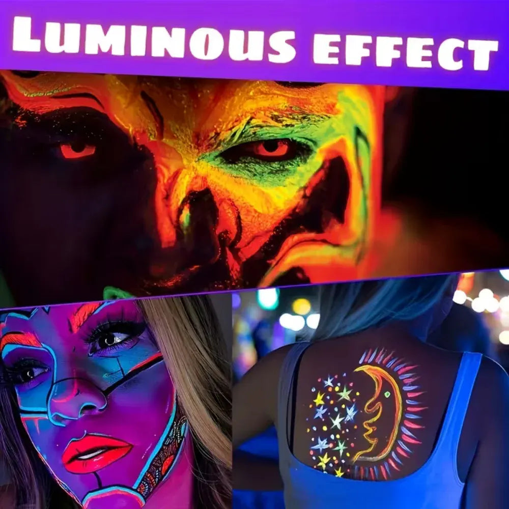 Glow-in-the-Dark UV Body Paint Set for Parties & Festivals
