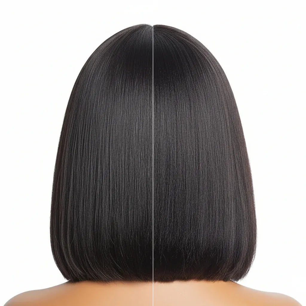 Glueless Straight Bob Yaki Lace Front Human Hair Wig