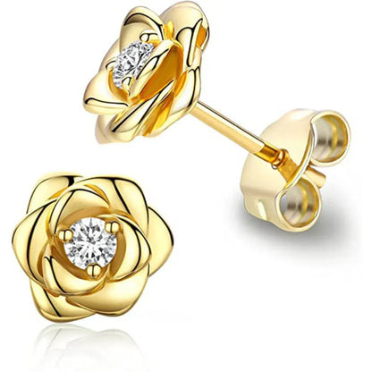 Gold Birthstone Flower Stud Earrings - Mother's Day Jewelry Gift