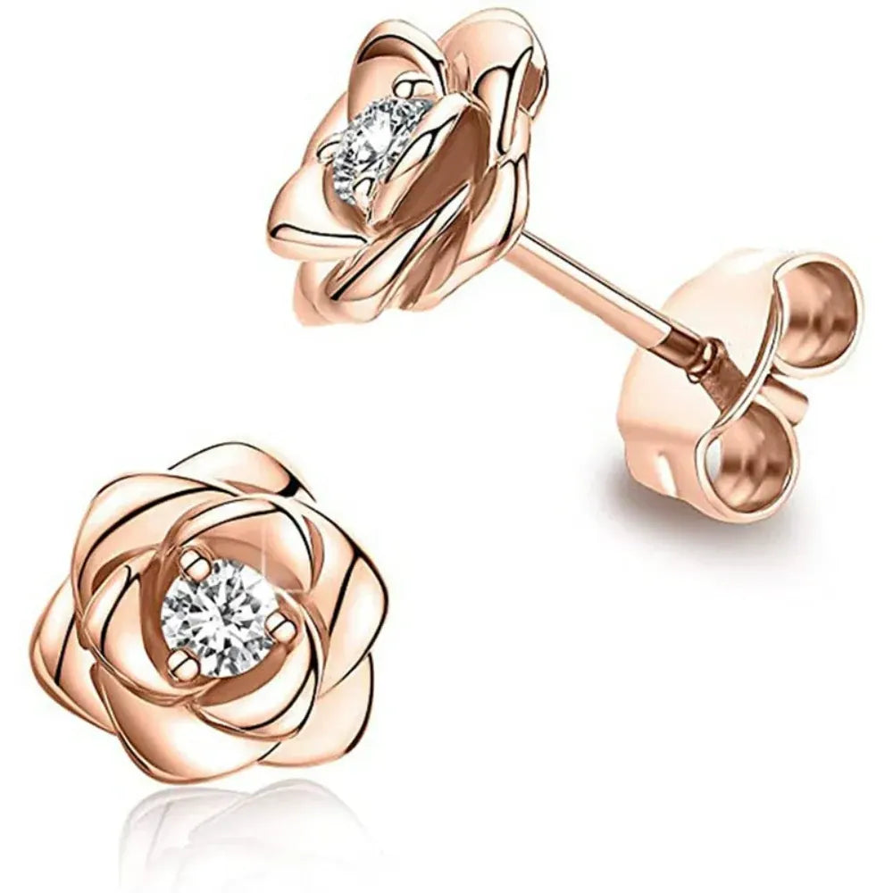 Gold Birthstone Flower Stud Earrings - Mother's Day Jewelry Gift
