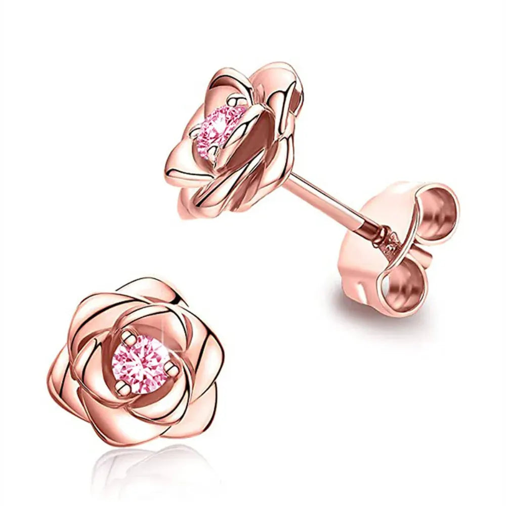 Gold Birthstone Flower Stud Earrings - Mother's Day Jewelry Gift