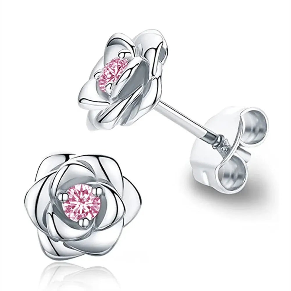 Gold Birthstone Flower Stud Earrings - Mother's Day Jewelry Gift