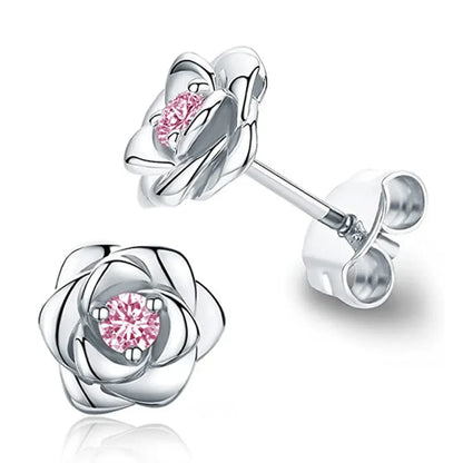 Gold Birthstone Flower Stud Earrings - Mother's Day Jewelry Gift