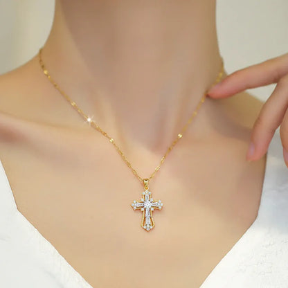 Gold Cross Pendant Necklace – Mother's Day Jewelry Gift