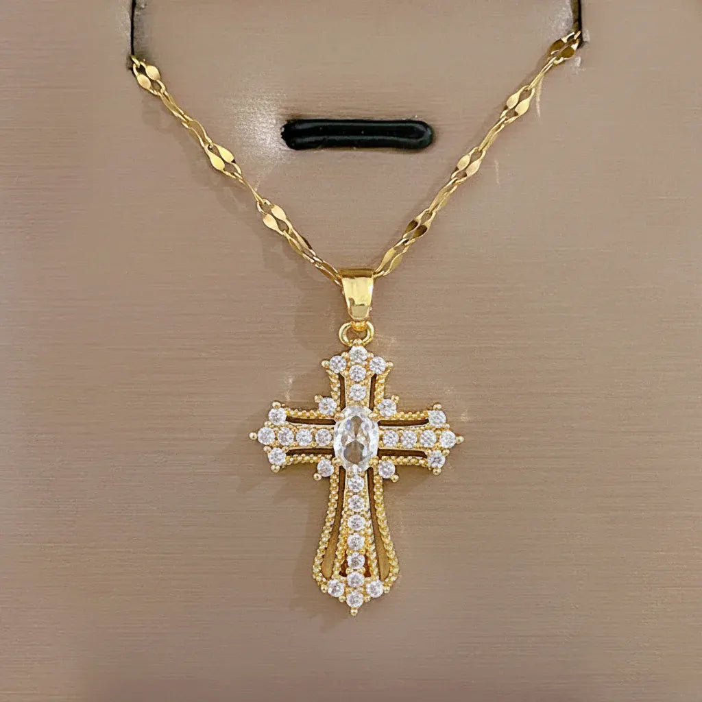 Gold Cross Pendant Necklace – Mother's Day Jewelry Gift