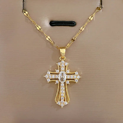 Gold Cross Pendant Necklace – Mother's Day Jewelry Gift