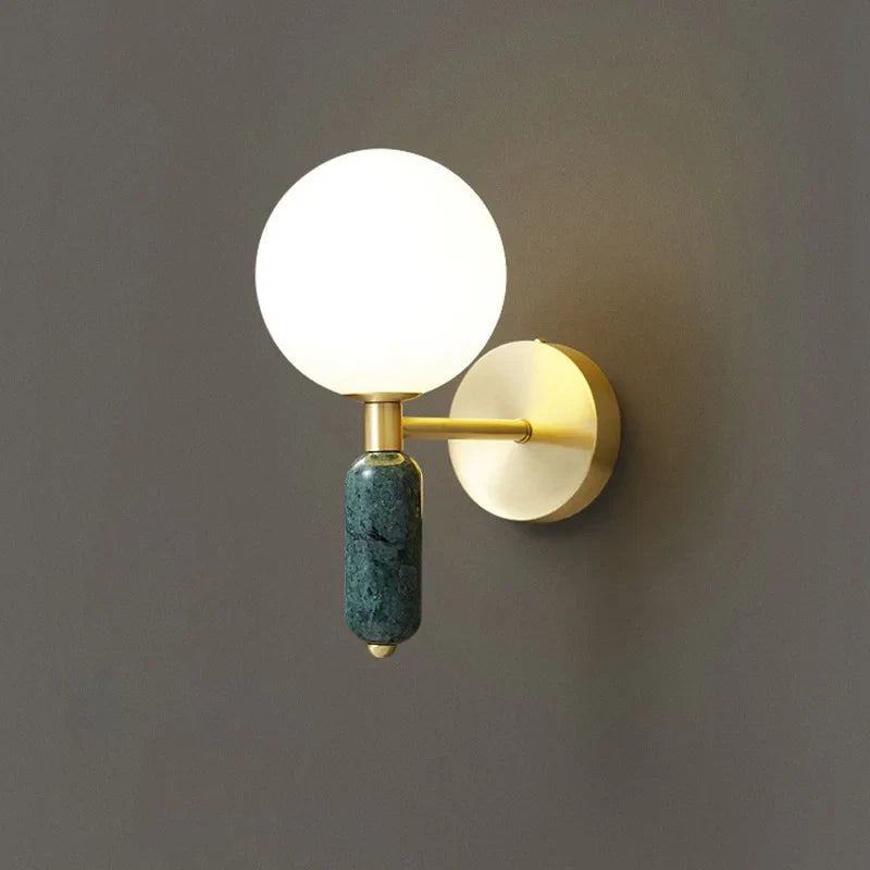 Gold-Finish Marble and Glass Sconce | Modern Wall Lamp Fixture
