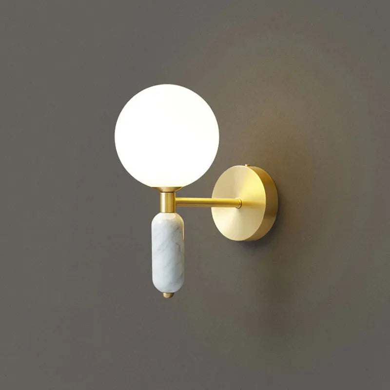 Gold-Finish Marble and Glass Sconce | Modern Wall Lamp Fixture