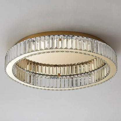Gold Finish Round Crystal Ceiling Light Fixture