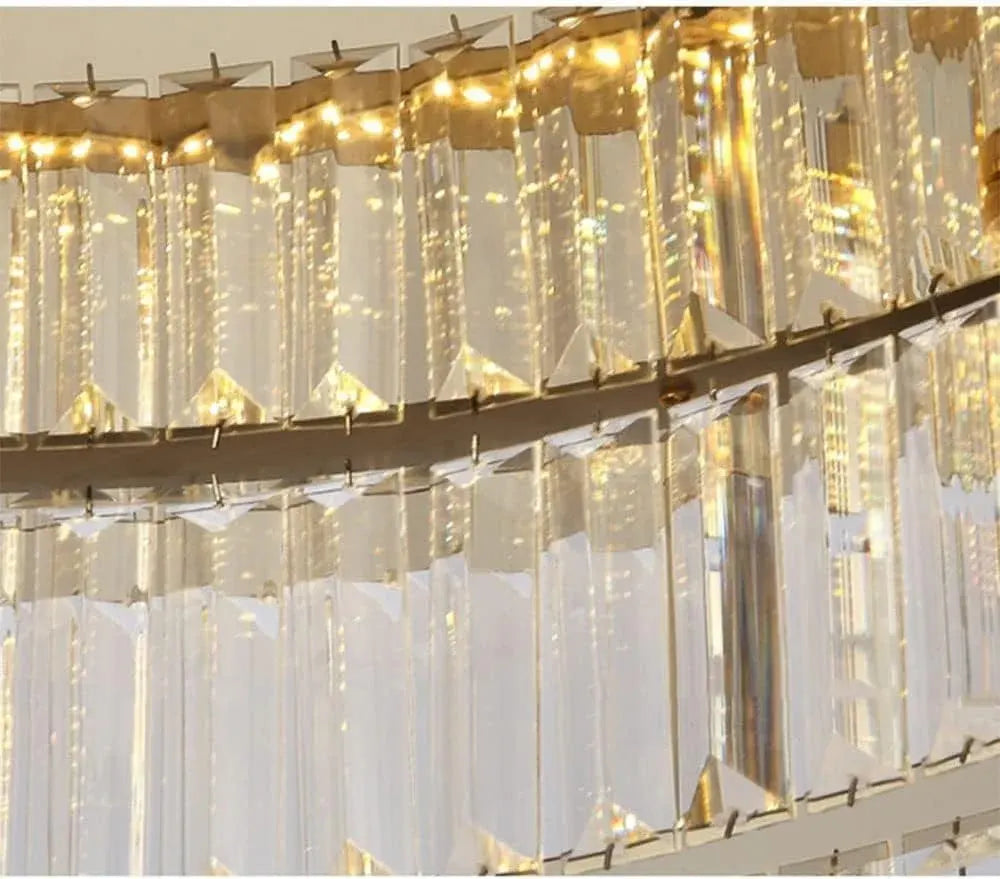 Gold Finish Round Crystal Ceiling Light Fixture