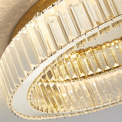 Gold Finish Round Crystal Ceiling Light Fixture
