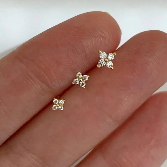 Gold Flower Birthstone Stud Earrings – Mother's Day Gift Jewelry
