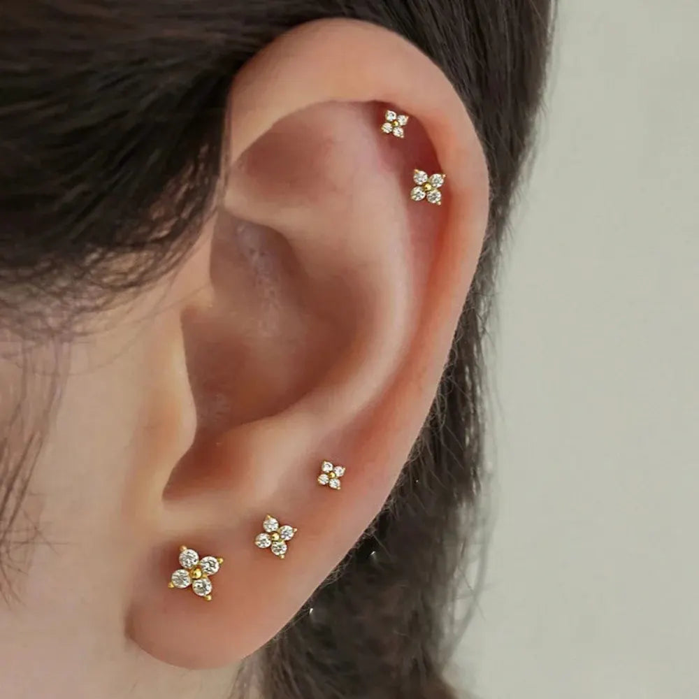 Gold Flower Birthstone Stud Earrings – Mother's Day Gift Jewelry