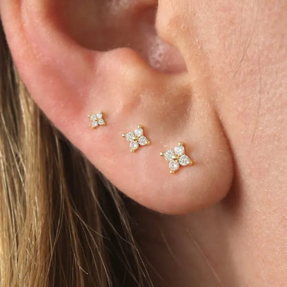 Gold Flower Birthstone Stud Earrings – Mother's Day Gift Jewelry