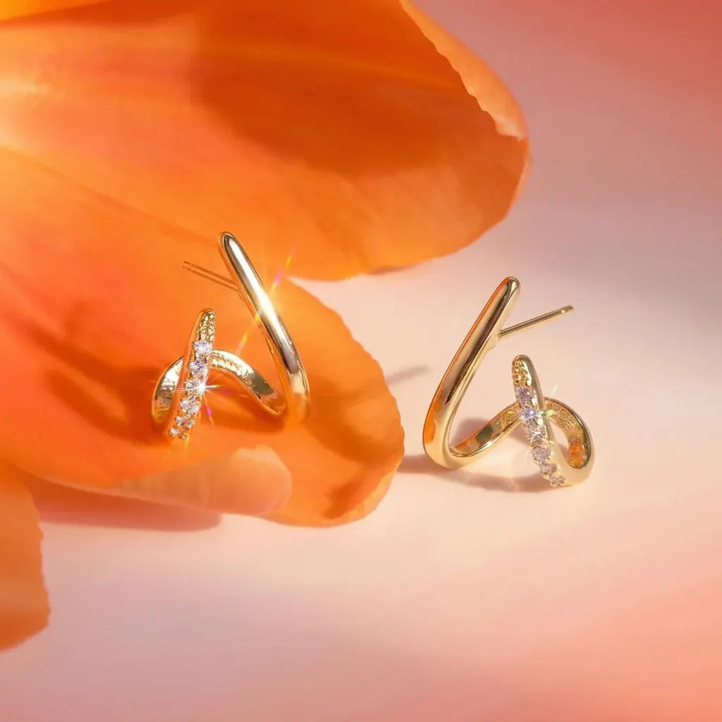 Gold Geometric Stud Earrings – Mother's Day Gift Jewelry