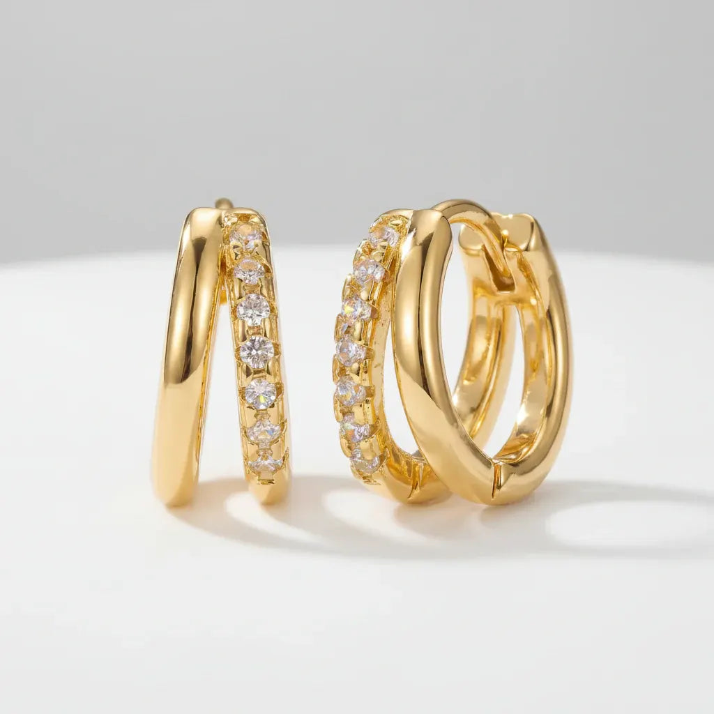 Gold Huggie Hoop Earring Jewelry Set – Mother's Day Gift