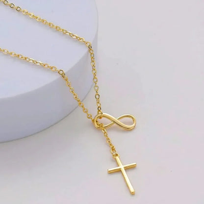 Gold Infinity Cross Y-Pendant Necklace – Mother's Day Jewelry Gift