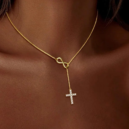 Gold Infinity Cross Y-Pendant Necklace – Mother's Day Jewelry Gift