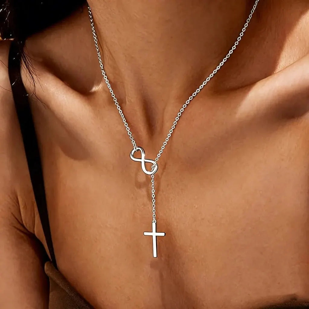 Gold Infinity Cross Y-Pendant Necklace – Mother's Day Jewelry Gift