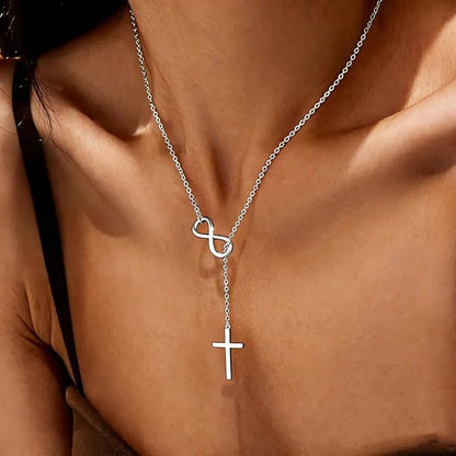 Gold Infinity Cross Y-Pendant Necklace – Mother's Day Jewelry Gift