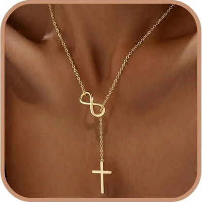 Gold Infinity Cross Y-Pendant Necklace – Mother's Day Jewelry Gift