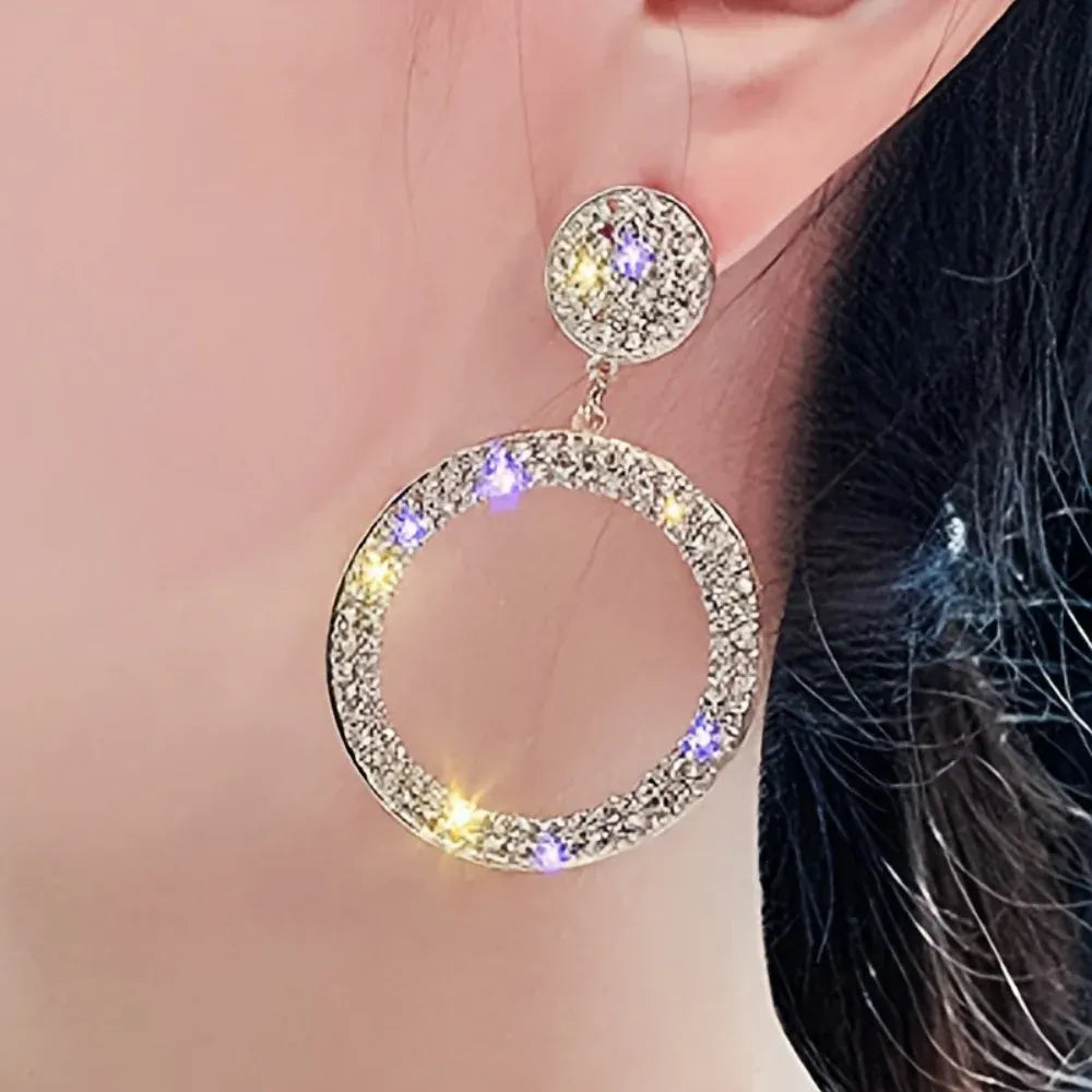 Gold Rhinestone Hoop Statement Earrings – Mother's Day Gift Jewelry