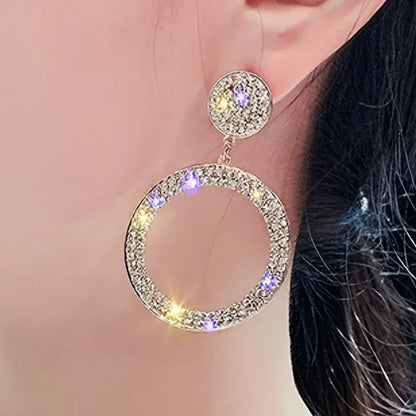 Gold Rhinestone Hoop Statement Earrings – Mother's Day Gift Jewelry