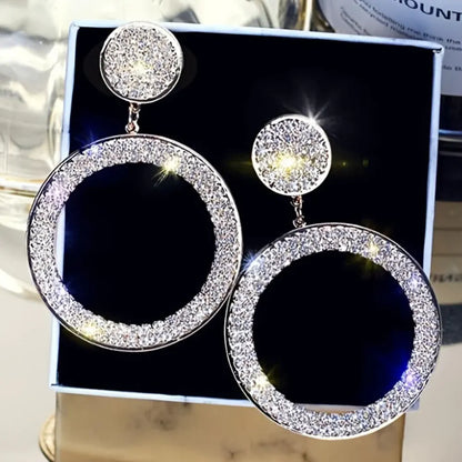 Gold Rhinestone Hoop Statement Earrings – Mother's Day Gift Jewelry