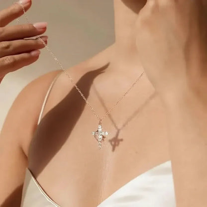 Gold Silver Crown Cross Pendant Necklace Faith Jewelry