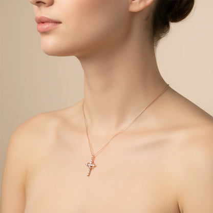 Gold Silver Crown Cross Pendant Necklace Faith Jewelry