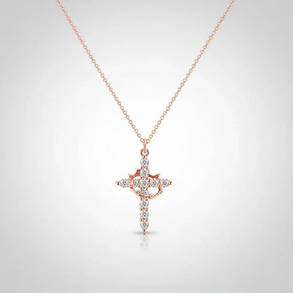 Gold Silver Crown Cross Pendant Necklace Faith Jewelry
