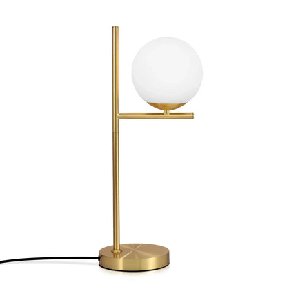 Golden Modern Table Lamp with White Glass Globe Shade