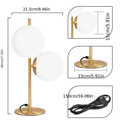 Golden Modern Table Lamp with White Glass Globe Shade