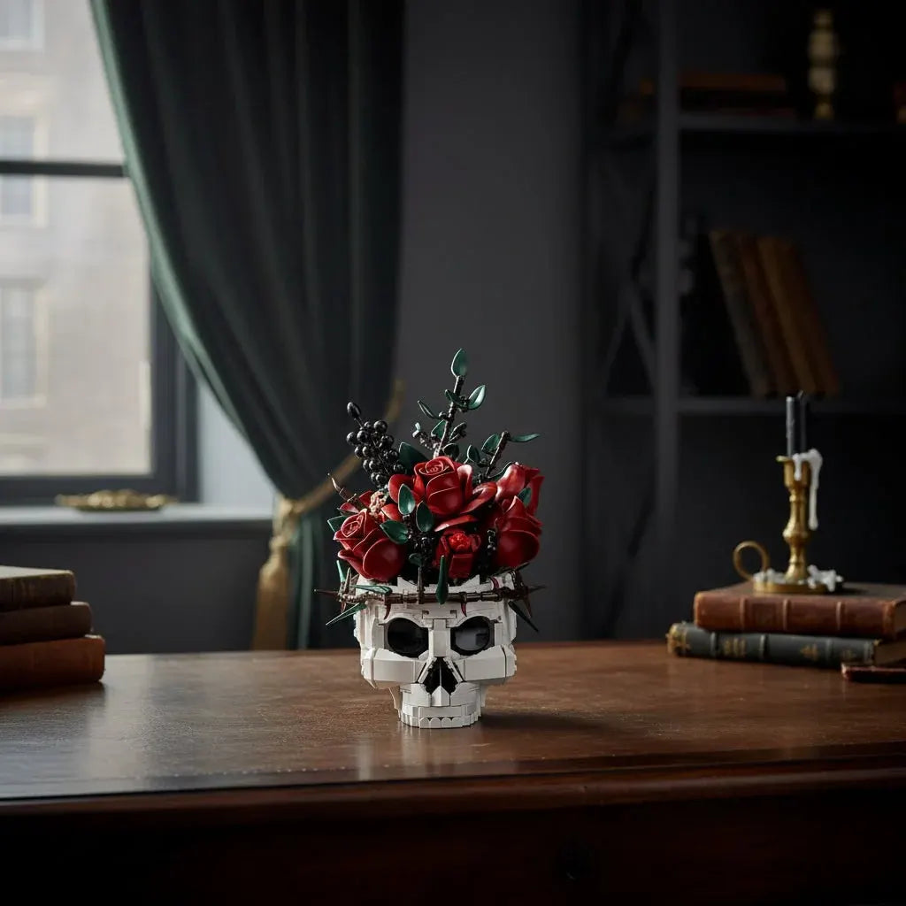 Gothic Skull Floral Arrangement Halloween Decor