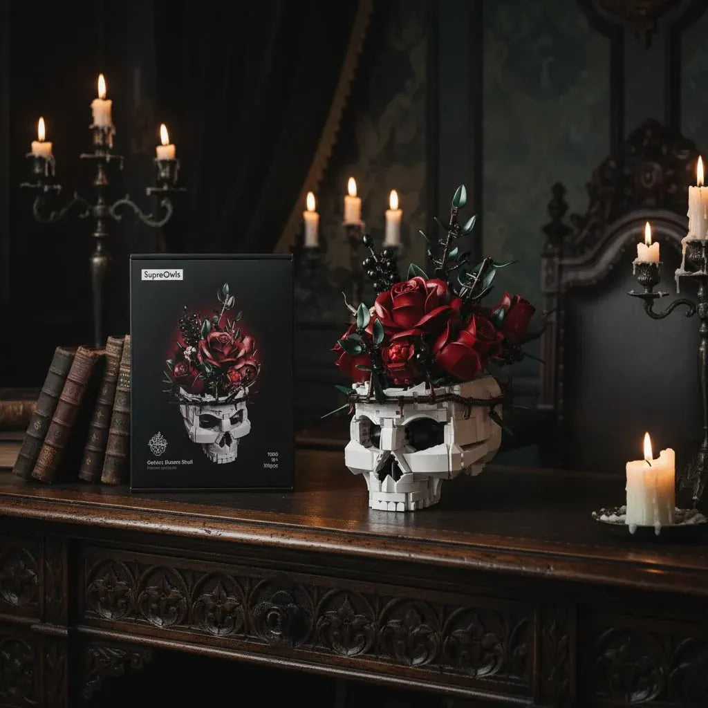 Gothic Skull Floral Arrangement Halloween Decor
