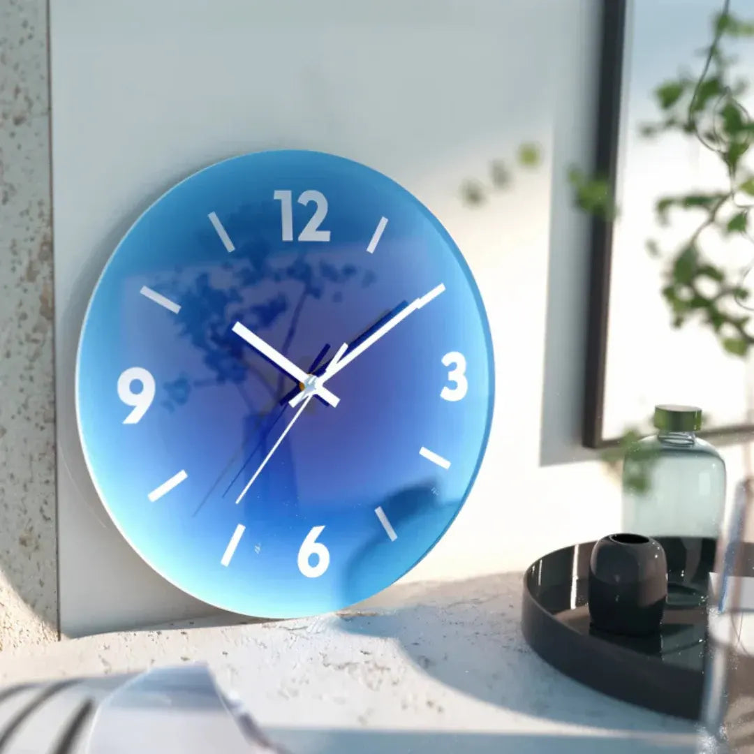 Gradient Sunset Glass Wall Clock | Modern Home Decor