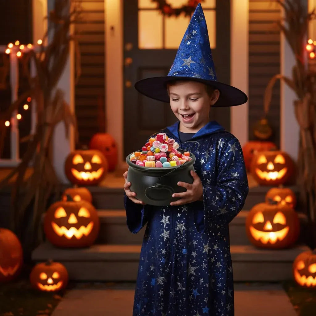 Halloween Cauldron Trick-or-Treat Candy Bowl Display Decoration