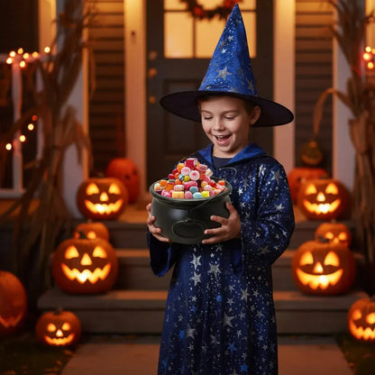Halloween Cauldron Trick-or-Treat Candy Bowl Display Decoration