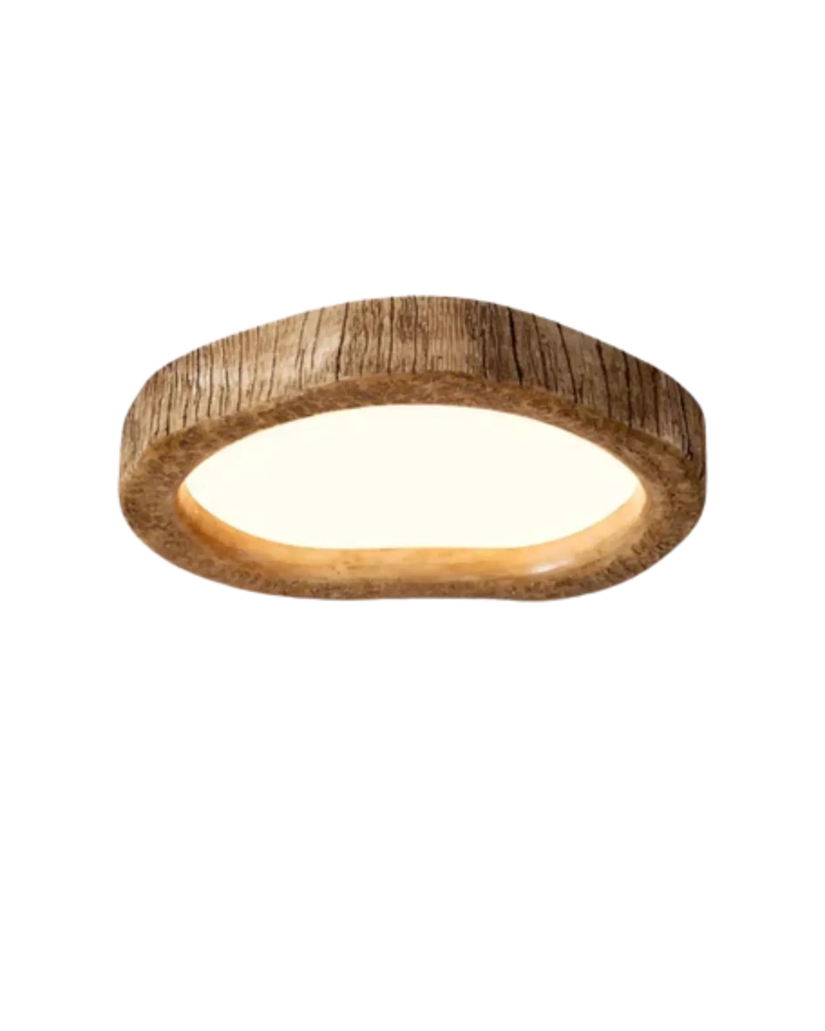 Halo Wood-Style Ring LED Ceiling Lamp | Rustic Ambient Lighting Fixture