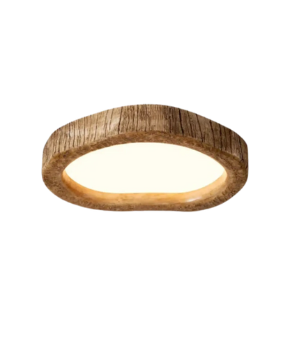 Halo Wood-Style Ring LED Ceiling Lamp | Rustic Ambient Lighting Fixture
