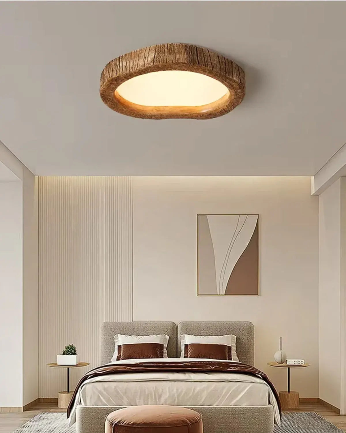 Halo Wood-Style Ring LED Ceiling Lamp | Rustic Ambient Lighting Fixture