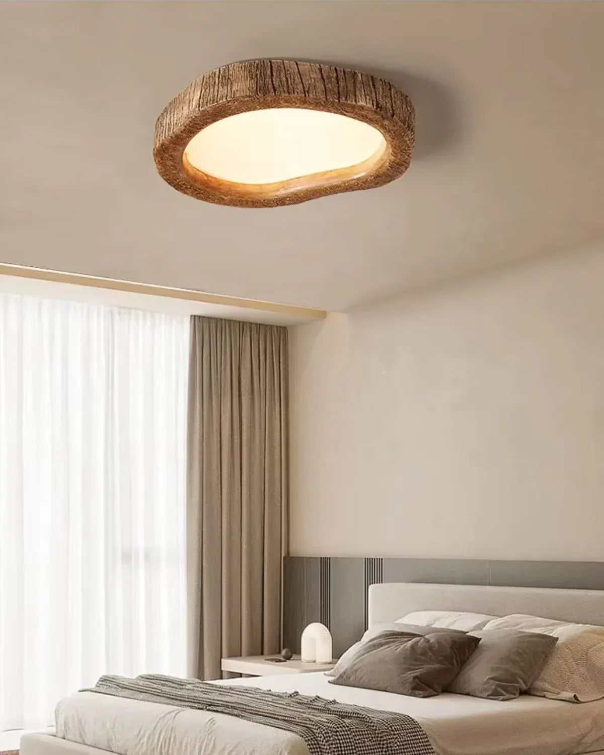 Halo Wood-Style Ring LED Ceiling Lamp | Rustic Ambient Lighting Fixture