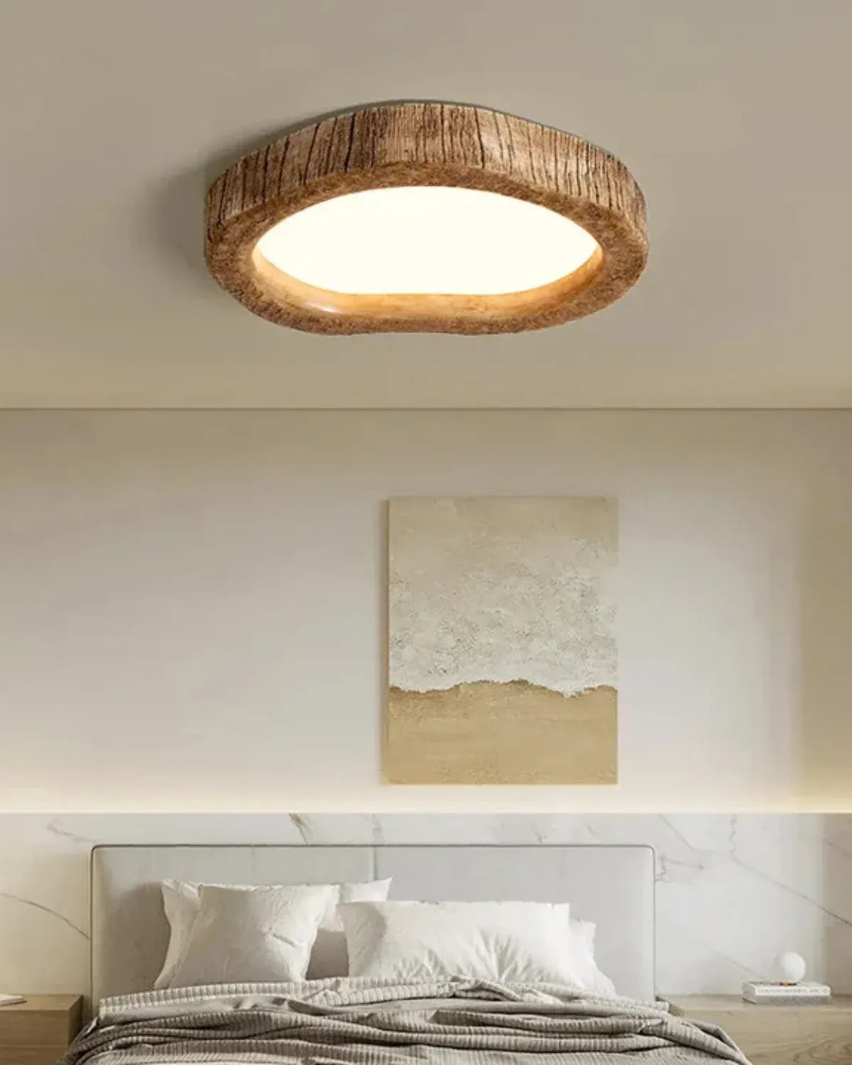Halo Wood-Style Ring LED Ceiling Lamp | Rustic Ambient Lighting Fixture