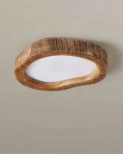 Halo Wood-Style Ring LED Ceiling Lamp | Rustic Ambient Lighting Fixture