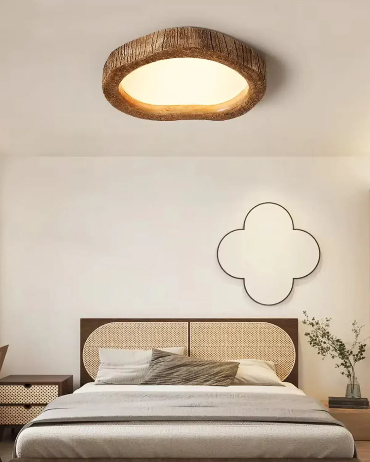 Halo Wood-Style Ring LED Ceiling Lamp | Rustic Ambient Lighting Fixture