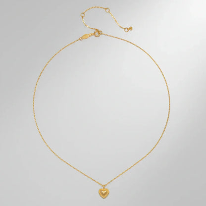 Hammered Heart Pendant Gold Necklace Chain Jewelry